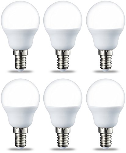 Amazon Basics LED-Leuchtmittel in Tropfenform (P45), kleines Edison-Schraubgewinde E14, 5.5 W (entspricht 40-W-Glühbirne), Warmweiß, nicht dimmbar, 6Stück von Amazon Basics