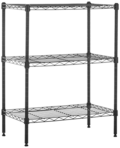 Amazon Basics Schmaler Aufbewahrungsschrank mit 3 Regalböden, höhenverstellbaren Einlegeböden und Nivellierfüßen, maximales Gewicht 340 kg, Schwarz, 34 cm T x 58.9 cm B x 76.2 cm H von Amazon Basics