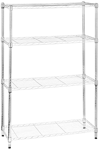 Amazon Basics Aufbewahrungseinheit mit 4 Regalböden, höhenverstellbaren Einlegeböden und Nivellierfüßen, max. Gewicht 640 kg, Chrom, 35.6 x 91.4 x 137.1 cm von Amazon Basics