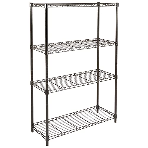 Amazon Basics Aufbewahrungseinheit mit 4 Regalböden, höhenverstellbaren Einlegeböden und Nivellierfüßen, max. Gewicht 640 kg, Schwarz, 35.5 x 91.4 x 137.1 cm (T x B x H) von Amazon Basics