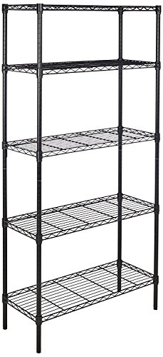 Amazon Basics Aufbewahrungseinheit mit 5 Regalböden, höhenverstellbaren Einlegeböden und Nivellierfüßen, max. Gewicht 795 kg, Schwarz, 36 D x 91 W x 183 H cm von Amazon Basics