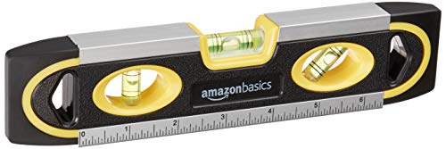 Amazon Basics Magnetische Torpedo-Wasserwaage und Lineal-Wasserwaage Lot/Wasserwaage/180-90-45-Grad-Blasen, 22,9 cm (9 Zoll), Gelb von Amazon Basics