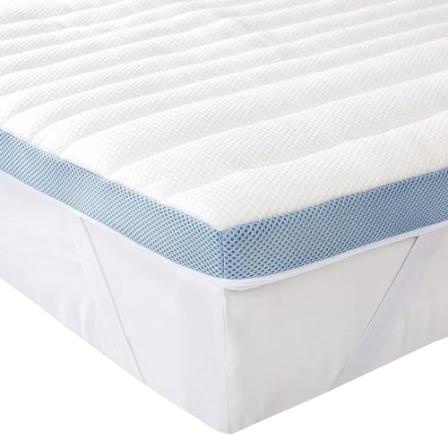 Amazon Basics - Matratzen Topper 100 x 200 cm, 5 cm Höhe Memoryschaum Matratzenauflage mit Bändern, weiß von Amazon Basics