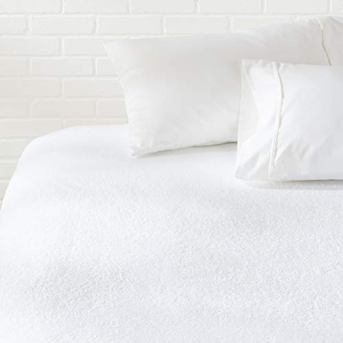 Amazon Basics Matratzenschoner, hypoallergen, wasserdicht, 152 x 203 cm, Queensize-Größe, Weiß von Amazon Basics