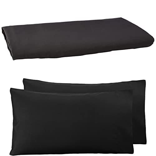 Amazon Basics Microfiber Flat Sheet, 275 x 275 cm - Black and Amazon Basics Microfiber Pillowcases, Black – Set of Two Amazon Basics Microfiber Flat Sheet, 275 x 275 cm - Black and Amazon Basics Microfiber Pillowcases, Black – Set of Two von Amazon Basics
