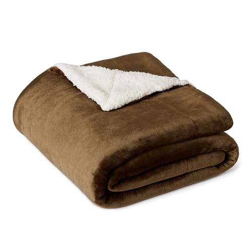 Amazon Basics Mikrofaser Wendedecke Kuscheldecke aus Sherpa, 127 x 152 cm, Braun von Amazon Basics
