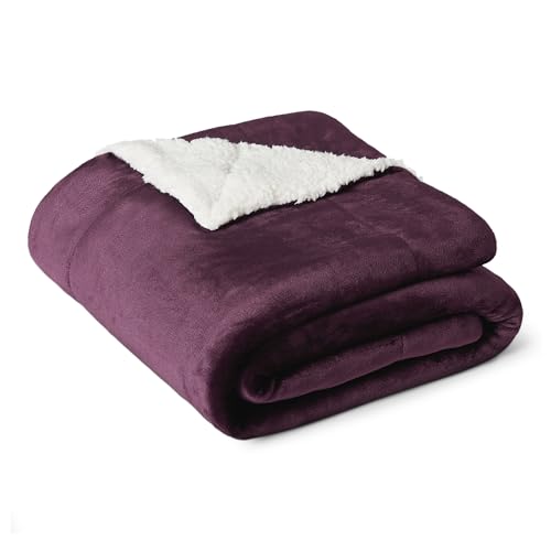 Amazon Basics Mikrofaser Wendedecke Kuscheldecke aus Sherpa, 127 x 152 cm, Pflaume von Amazon Basics