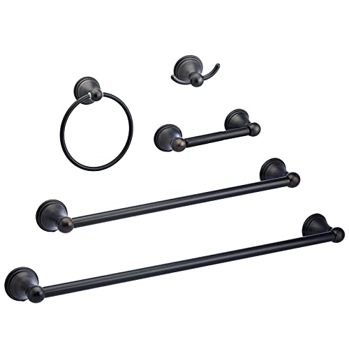 Amazon Basics - Modernes Badzubehör-Set – 5-teilig - Ölschliff-Bronze von Amazon Basics
