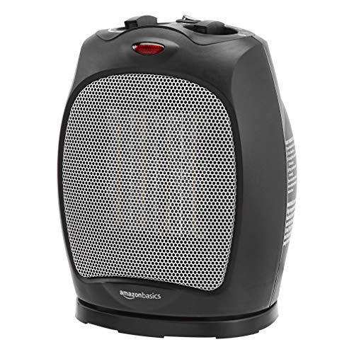 Amazon Basics Oszillierende Keramik-Standheizung, 1800 W, mit verstellbarem Thermostat - Schwarz von Amazon Basics