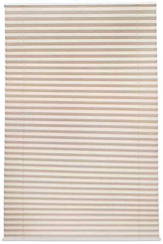 Amazon Basics Plissee-Rollo ohne Zugkette, ohne Bohren, 85 x 130 cm, Creme von Amazon Basics