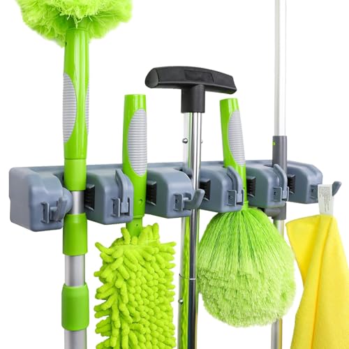 Amazon Basics Rechteckig Besenhalter und Gartengeräte-Organisator, Wandhalterung für Waschküche, Reinigungszubehör, Küche, Schuppen und Garage, 6 Haken und 5 Schlitze, 43 x 8.5 x 6.2 cm, Grau Amazon Basics Rechteckig Besenhalter und Gartengeräte-Organisator, Wandhalterung für Waschküche, Reinigungszubehör, Küche, Schuppen und Garage, 6 Haken und 5 Schlitze, 43 x 8.5 x 6.2 cm, Grau von Amazon Basics