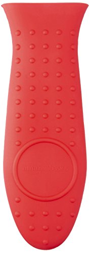 Amazon Basics Rechteckig Griffschutz für heiße Topf/Pfannengriffe Rot, Silikon, 14 x 4.8 x 2 cm von Amazon Basics