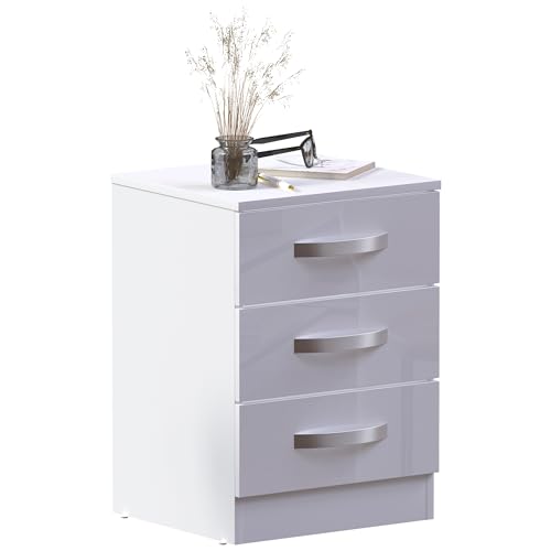 Vida Designs Hochglanz Nachttisch mit 3 Schubladen, rechteckig, Weiß, 36 cm T x 40 cm B x 56 cm H Vida Designs Hochglanz Nachttisch mit 3 Schubladen, rechteckig, Weiß, 36 cm T x 40 cm B x 56 cm H von Vida Designs