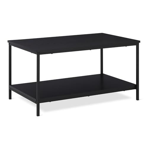 Amazon Basics Couchtisch, Rechteckig, mit unterer Ablage, Wohnzimmer, Mitteltisch, Moderner Stil, Schwarz, 50,5cm x 80cm x 42cm von Amazon Basics