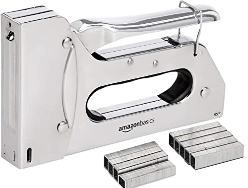 Amazon Basics Strapazierfähiger Handtacker, Tackerpistole mit 1000 Heftklammern, für Polstermöbel, Hausreparaturen, Tischlerarbeiten und andere professionelle Projekte, Silberfarben Amazon Basics Strapazierfähiger Handtacker, Tackerpistole mit 1000 Heftklammern, für Polstermöbel, Hausreparaturen, Tischlerarbeiten und andere professionelle Projekte, Silberfarben von Amazon Basics