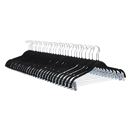 Amazon Basics Rockbügel beflockt, mit Clips, 24-er Pack, Schwarz von Amazon Basics