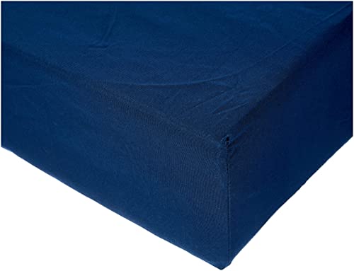 Amazon Basics Spannbettlaken, 150 x 200 x 30 cm, Mikrofaser, Spannbetttuch - Matratzenhöhe bis 30 cm, Marineblau von Amazon Basics