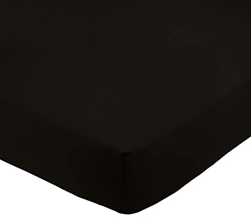 Amazon Basics Spannbettlaken, 180 x 200 x 30 cm, Mikrofaser, Spannbetttuch - Matratzenhöhe bis 30 cm, Schwarz von Amazon Basics