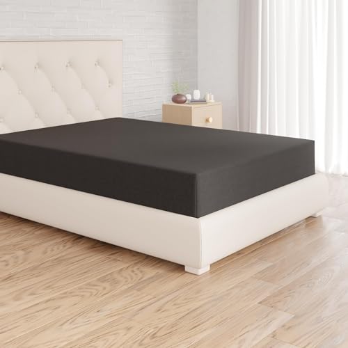 Amazon Basics Spannbettlaken, 160 x 200 x 30 cm, Mikrofaser, Spannbetttuch - Matratzenhöhe bis 30 cm, Schwarz von Amazon Basics