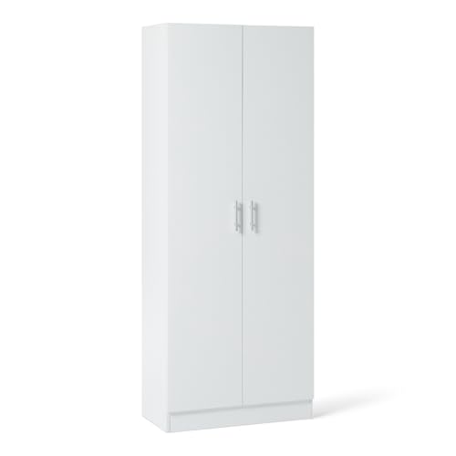 Amazon Basics Storage Cabinet for Kitchen, Hallway, Tall Freestanding Cupboard, Narrow Pantry Organizer with 2 Doors, Adjustable Shelves, White, 60 x 31.5 x 152.5 cm von Amazon Basics
