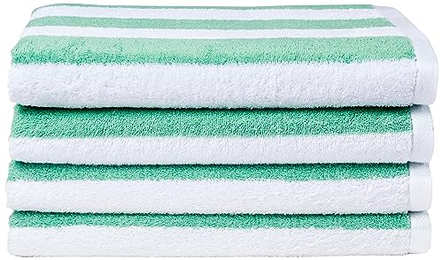 Amazon Basics - Strandtuch, Blockstreifen, Blaugrün, 76 x 152 cm, 2er-Pack von Amazon Basics