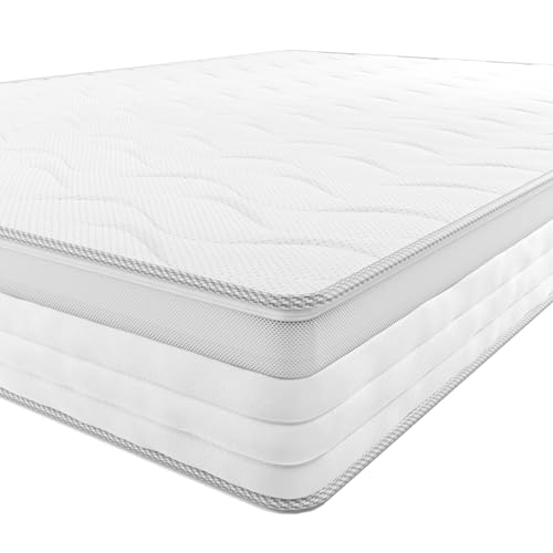 Amazon Basics Taschenfederkernmatratze mit 7 Zonen, Mittel Fest (H3), 100 x 200 x 21.5 cm, Weiß von Amazon Basics