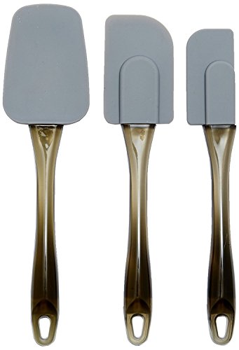 Amazon Basics Rechteckig Teigschaber, Silikon, 3 teiliges Set, 16.5 cm, Grau von Amazon Basics