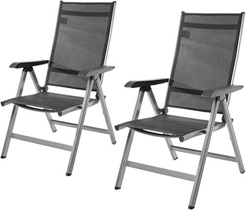 Amazon Basics Terassenstuhl, 5-Stufen verstellbar, Doppelpack, 69T x 60.5W x 110H cm, Grau von Amazon Basics