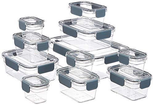 Amazon Basics Tritan-Frischhaltedose mit Verschluss, 11er-Packung, (11 Dosen + 11 Deckel), Klar von Amazon Basics