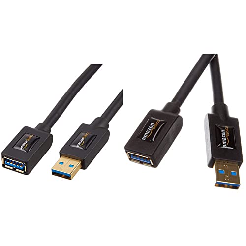 Amazon Basics USB 3.0-Verlängerungskabel (A-Stecker auf A-Buchse) 1 m (2 Stück) & USB 3.0-Verlängerungskabel (A-Stecker auf A-Buchse) 3 m (Abwärtskompatibilität zu USB 2.0 und 1.1) von Amazon Basics