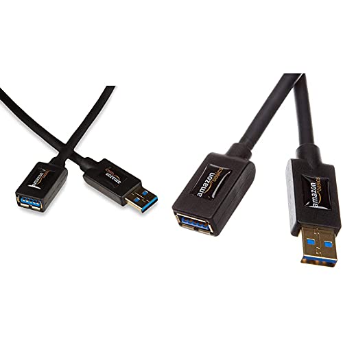 Amazon Basics USB 3.0-Verlängerungskabel A-Stecker auf A-Buchse, 2 m & FDBU USB 3.0-Verlängerungskabel (A-Stecker auf A-Buchse) 1 m, Schwarz von Amazon Basics