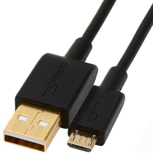 Amazon Basics USB-A auf Micro USB 2.0 Kabel, 480 Mbit/s Übertragungsgeschwindigkeit, mit vergoldeten Steckern, 0.9 m, Schwarz von Amazon Basics