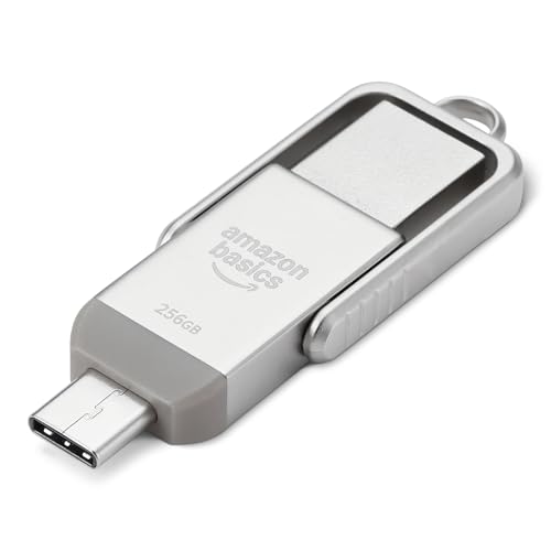 Amazon Basics USB-Flash-Laufwerk, Dual-Speicherstick mit USB-C- und USB-A-Anschlüssen, 256 GB, Silberfarben Amazon Basics USB-Flash-Laufwerk, Dual-Speicherstick mit USB-C- und USB-A-Anschlüssen, 256 GB, Silberfarben von Amazon Basics