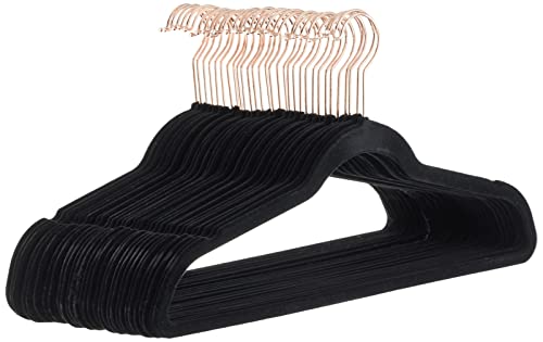 Amazon Basics Kleiderbügel aus Samt, 30 Stück, Schwarz/Roségold von Amazon Basics
