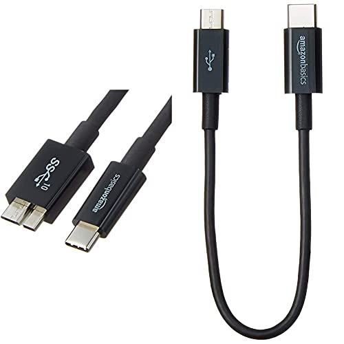 Amazon Basics - Verbindungskabel, USB Typ C auf Micro-USB Typ B, USB 3.1, 2. Generation, 0,9 m, Schwarz & - Verbindungskabel, USB Typ C auf Micro-USB Typ B, USB 2.0, 15,2 cm, Schwarz von Amazon Basics