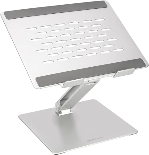 Amazon Basics Verstellbarer, ergonomischer Laptopständer, Multi-Winkel mit Wärmeableitung, für Laptops mit den Maßen 10 (25,4 cm) bis 17 Zoll (43,2 cm), Silber von Amazon Basics