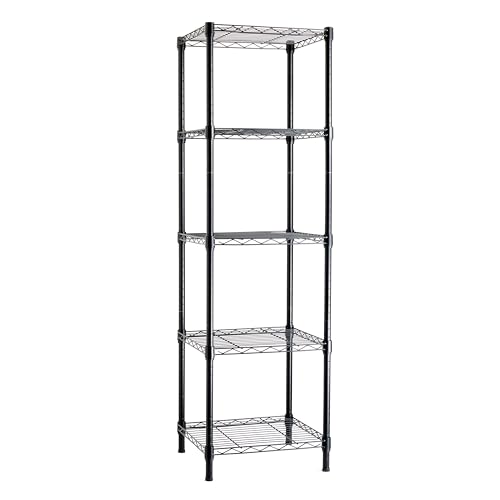 Amazon Basics Verstellbares Turmregal mit 5 Regalböden, Lagereinheit, Schwarz, 40.6 x 40.6 x 137.2 cm (T x B x H) von Amazon Basics