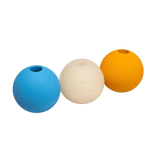 Amazon Basics Vorteilspack mit verschiedenen Hundebällen zum Spielen, 6.4 cm (3 Stück), Blau, Beige, Orange von Amazon Basics