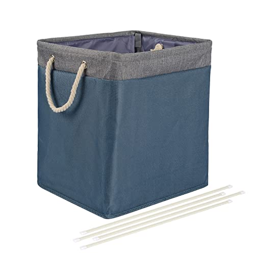 Amazon Basics rechteckig Wäschekorb aus Stoff, zusammenfaltbar, mit abnehmbaren Halterungen, Wasserblau, 16"L x 13"W x 17.2"H von Amazon Basics