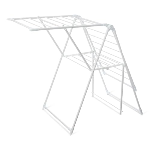 Amazon Basics Wäscheständer aus Metall, 2 Flügel, faltbar, 155 x 60 x 100 cm, Weiß von Amazon Basics