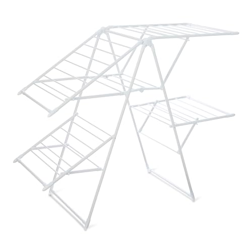 Amazon Basics Wäscheständer aus Metall, 4 Flügel, faltbar, 155 x 60 x 126 cm, Weiß von Amazon Basics