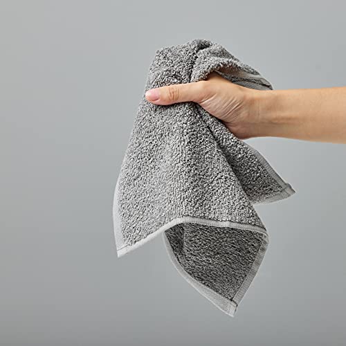 Amazon Basics Waschlappen / Mini Handtücher-Set aus Baumwolle, 24er-Pack - Schnelltrocknend, Ausbleichsicher und Wasserabsorbierend, 30L x 30B cm, Grau von Amazon Basics
