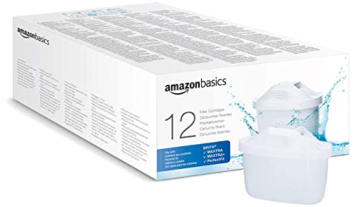 Amazon Basics Wasserfilterkartuschen, 12 Stück, passend für alle BRITA Systeme inkl. PerfectFit & Amazon Basics Systeme von Amazon Basics