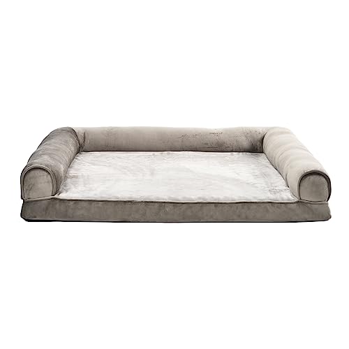 Amazon Basics XL orthopädisches Hundebett/Sofa in U-Form aus Schaumstoff, mit abnehmbarem, waschbarem Bezug, Braun, 112 x 89 x 20 cm (L x W x H) von Amazon Basics