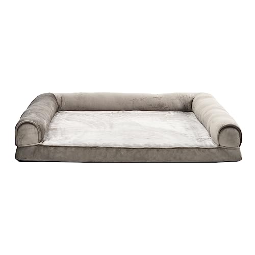 Amazon Basics XL Hundebett/Sofa in U-Form aus Schaumstoff, mit abnehmbarem, waschbarem Bezug, Taupe, 112 x 89 x 20 cm (L x W x H) von Amazon Basics