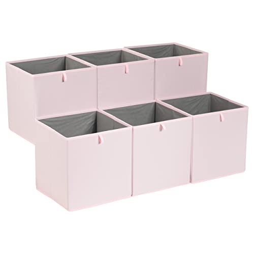 Amazon Basics Zusammenklappbare Aufbewahrungswürfel aus Stoff, 33 x 38 x 33 cm, Peony Pink, 6er-Pack von Amazon Basics