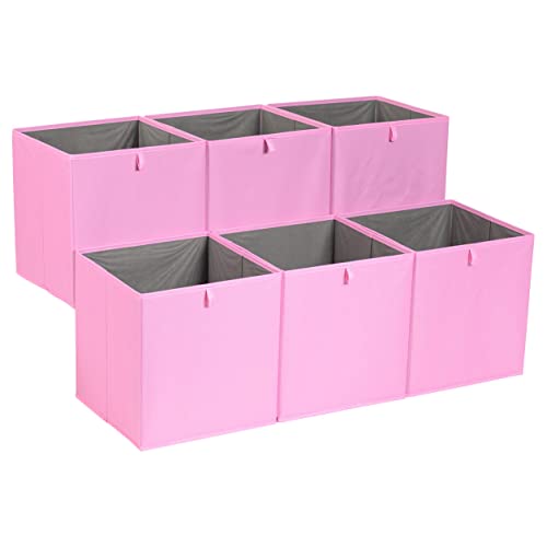 Amazon Basics Zusammenklappbare Aufbewahrungswürfel aus Stoff, 33 x 38 x 33 cm, Pink, 6er-Pack von Amazon Basics