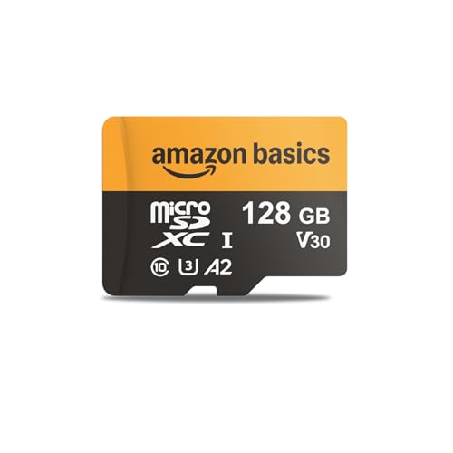 Amazon Basics 128-GB-microSDXC-Karte mit Adapter, Lesegeschwindigkeit bis zu 200 MB/s, 1er-Pack von Amazon Basics