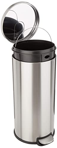 Amazon Basics rund Zylindrisch Mülleimer mit Soft-Close-Funktion,Edelstahl, 30 l / 7.9 gallons von Amazon Basics