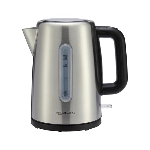 Amazon Basics tragbarer Edelstahl-Wasserkocher, 1.7L, Silberfarben von Amazon Basics